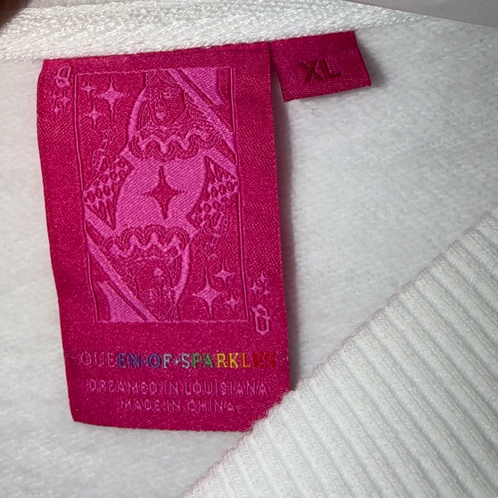 Queen Of Sparkles White Poboy Sweatshirt. - Picture 5 of 7